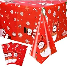 Yoption 3 Pack Christmas Snowman and Snowflake Tablecloth Disposable, Plastic Rectangle Tablecloth Table Cover for Winter Christmas New Year Birthday Holiday Party Decorations 54108 Inch