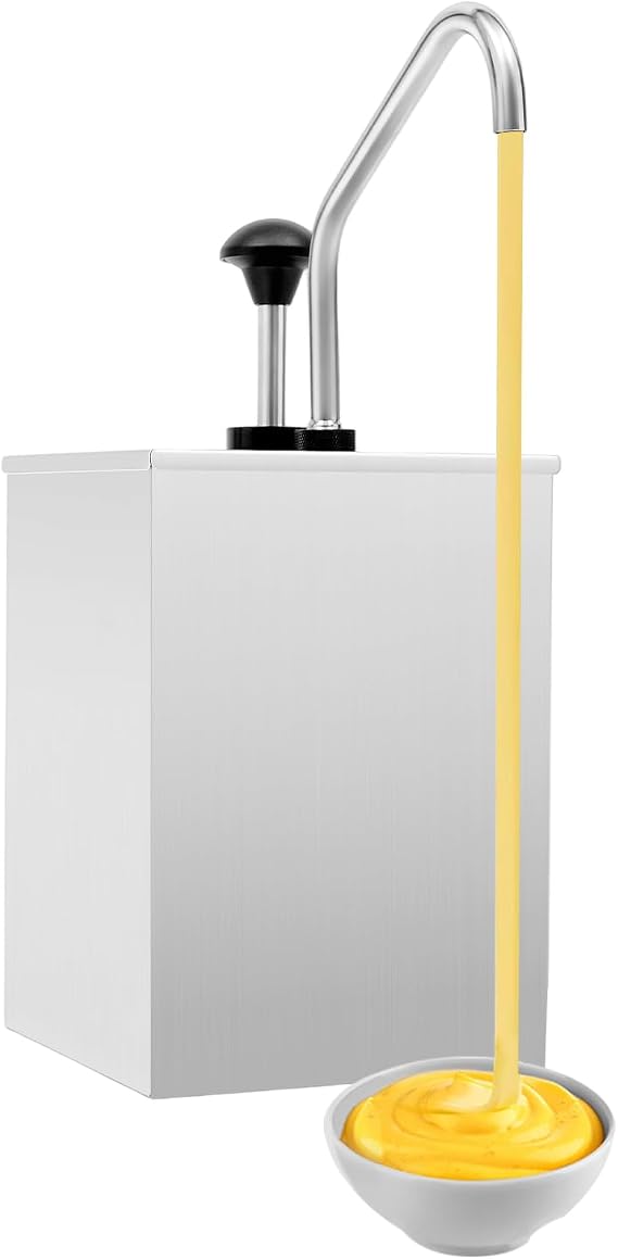 4L Commercial Stainless Steel Sauce Dispenser Pump Station,Single Head Hand Squeeze Condiment Dispensing Tool for Jam, Ketchup, Salad Dressings and Other Liquid Seasoning Sauces (Manual)