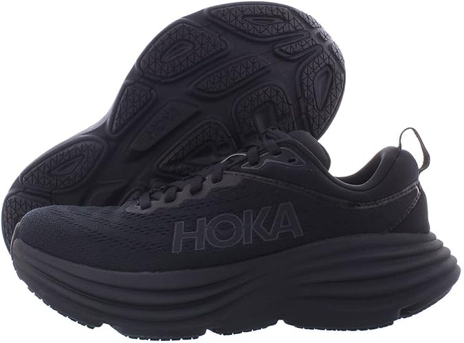 HOKA ONE ONE Bondi 8 Womens Shoes Size 9, Color: Black/Black | Road Running Shoes