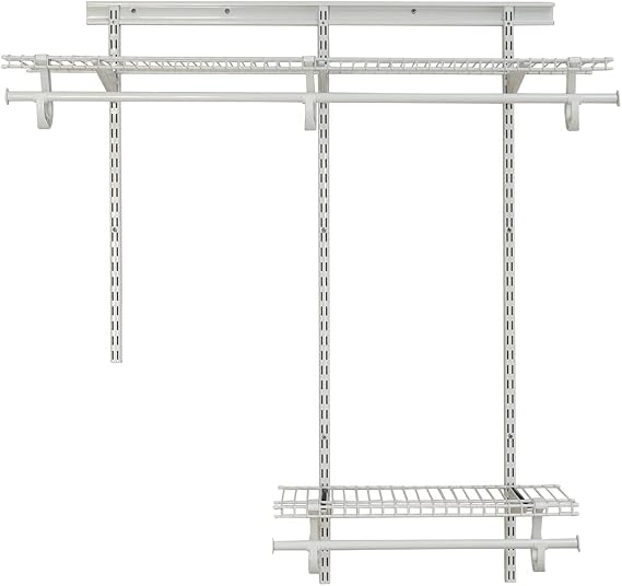 ClosetMaid ShelfTrack Wire Closet Organizer System, Adjustable from 2 to 4 Ft., With Shelves, Clothes Rods, Hardware, Durable Steel, White