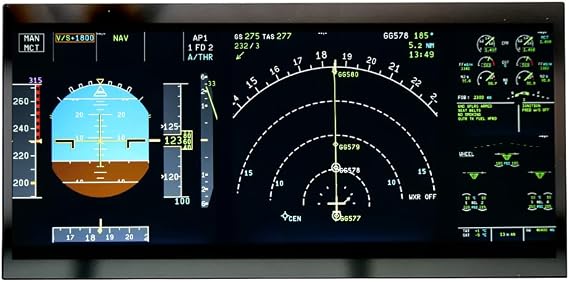 ExploTex Rowsfire A108 V2 A32X A35X A38X PFD-ND-E/WD Home Flight Cockpit 12.3inch Auxiliary Display, Compatible With Fenix, PMDG, FBW NEOV2, MSFS 2020, And MSFS 2024