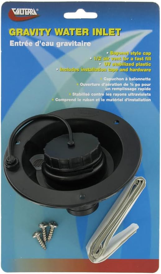 Valterra A01-2003BKVP Black Carded Gravity Water Inlet