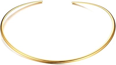 Mealguet Jewelry Fashion Trendy Must-Have Stainless Steel Gold Plated Metal Plain Cuff Collar Chocker Necklace for Women