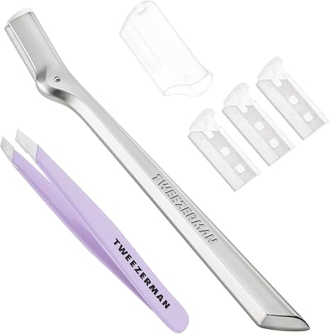 Tweezerman Eyebrow Razor & Mini Slant Tweezer Set, (Set of 5)