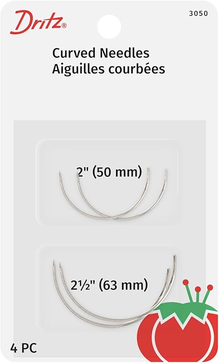 Dritz 3050 Quilter's Curved Hand Needles, 2-Inch & 2-1/2-Inch, Nickel (4-Count)