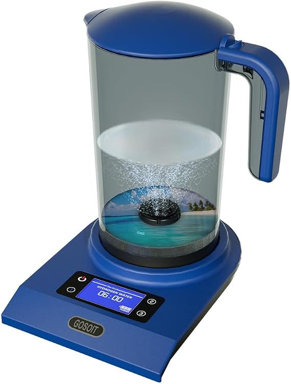 Hydrogen Alkaline Water Pitcher Bottle Machine Hydrogen Water Generator Maker Ionizer Hydrogen Water System Jug Dispenser with LED Display and Smart Touch Operation 2500ML (Navy Blue)