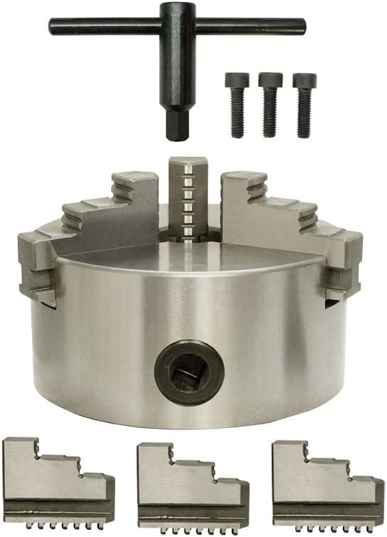 4'' 3 Jaw Lathe Chuck Self centering Hardened Plain Back Inside Outside Jaws