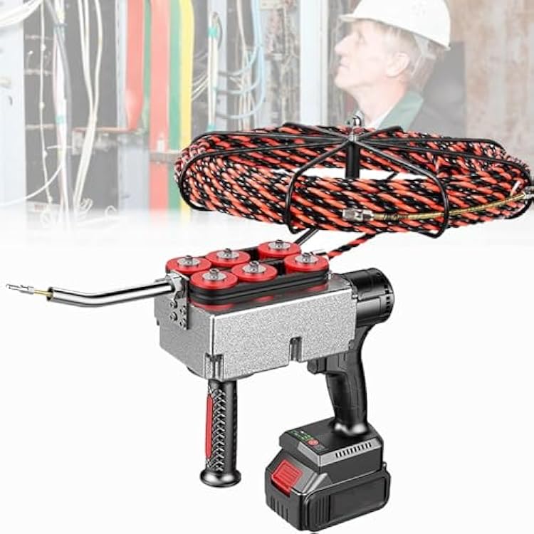 Cordless Electric Stringing Wire Puller,Wire Cable Puller, Pipe Threader, 40mMin Electricians Cable Hidden Pipe Threading Device, Cable Threading Tool2Battery,15mline49.2ft