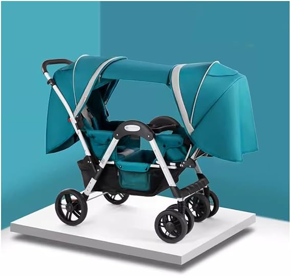 EYPKPL Folding Double Seat Stroller Umbrella Double Stroller Tandem Pram Twins Baby Stroller Can Sit And Lie Down Twin Stroller