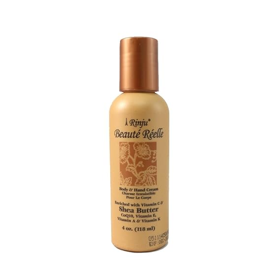 Rinju Body & Hand Cream - Non-Greasy Cream for Women & Men - 4 Oz Shea Butter Cream for Extremely Dry Skin - CoQ10, Vitamin E, A & K Moisturizer - Soothes, Caressed and Pampers Skin