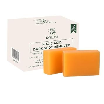Kojic Acid Dark Spot Remover Soap, 2 Bars 3.5 oz each, with Vitamin C, Retinol, Turmeric, Natural Skin Brightening