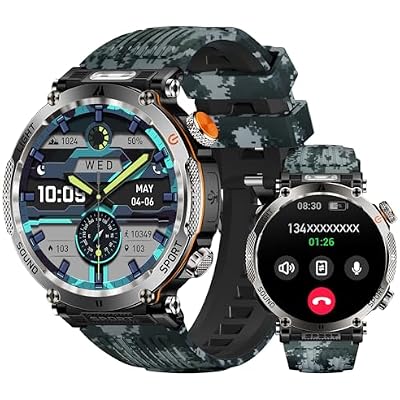 YoYoFit Military Smart Watch for MenAnswerDial Calls,110 Sports Modes, IP68 Waterproof Fitness Watch with Heart RateSpO2Blood Pressure for Android and iOS,1.7HD Touch Screen Smartwatch