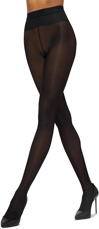 Wolford Neon 40 Denier Tights Pantyhose for Women Semi Sheer Brilliant Shine Soft Logo Waistband Invisible Reinforced Toe