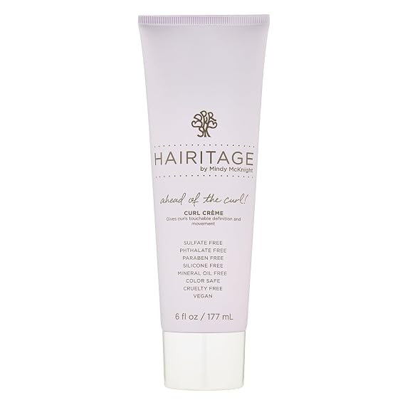 Hairitage Hydrating Jojoba Oil Curl Cream for Curly Hair - Moisturizing Anti Frizz Styling Product for High Definition Curls for Women + Men - Bounce + Shine for Fine + Thick Hair - Color Safe + Vegan