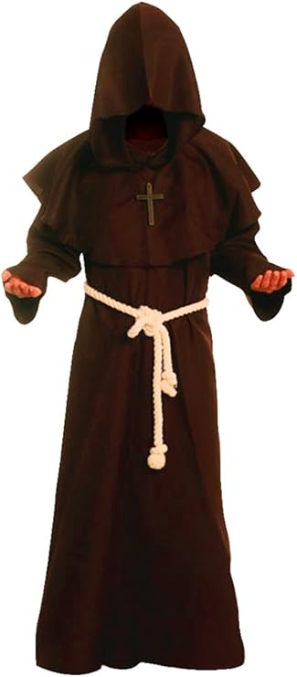 Medieval Priest Monk Robe Hooded Cloak Wizard Sorcerer Cape