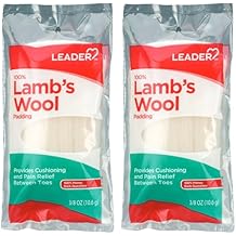 LEADER 100% Lambs Wool Padding, Provides Cushioning Comfort and Pain Relief Between Toes, for Adults, Both Men & Women, and Children with Corns or Calluses, 3/8 oz, 2 Pack