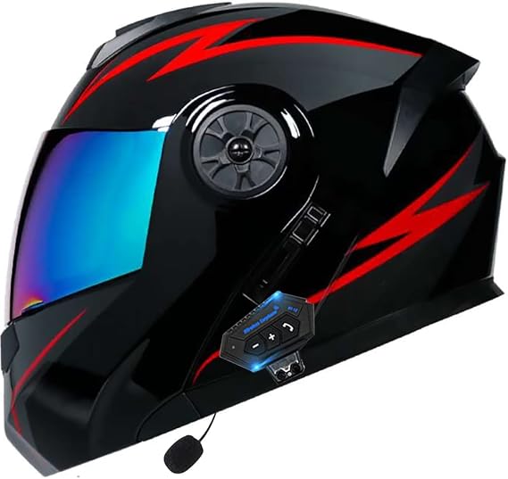 Bilt Bluetooth Flip Up Front Motorbike Helmets DOT ECE Approved Anti-fog Dual Visors Crash Racing Motorcycle Helmet Automatic Answering Smart Cascos para Motos Men Women White