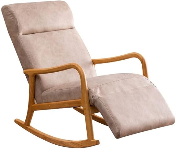 Mid Century Fabric Rocking Chair, Rocking Chair Nursery, Upholstered Rocking Chair, Modern Rocker w/Solid Wood Base & Fabric Padded Seat,Rocking Armchair for Living Room, Bedroom