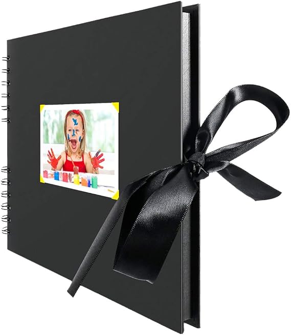 Rocutus Scrapbook Album,11.6 x 8.3 inch Self Adhesive DIY Scrapbooking Kit,80 Pages Black Pages Photo Album,DIY Pages Great for Anniversary, Wedding, Birthday,with Corner Stickers (Black)