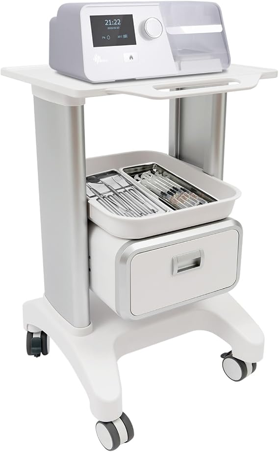 Mobile Medical Trolley Cart Mobile Ultrasound Cart 220 LBS Load Beauty Salon Instrument Rolling Carts with Drawer & Tray for Hospital Clinic Beauty Salon