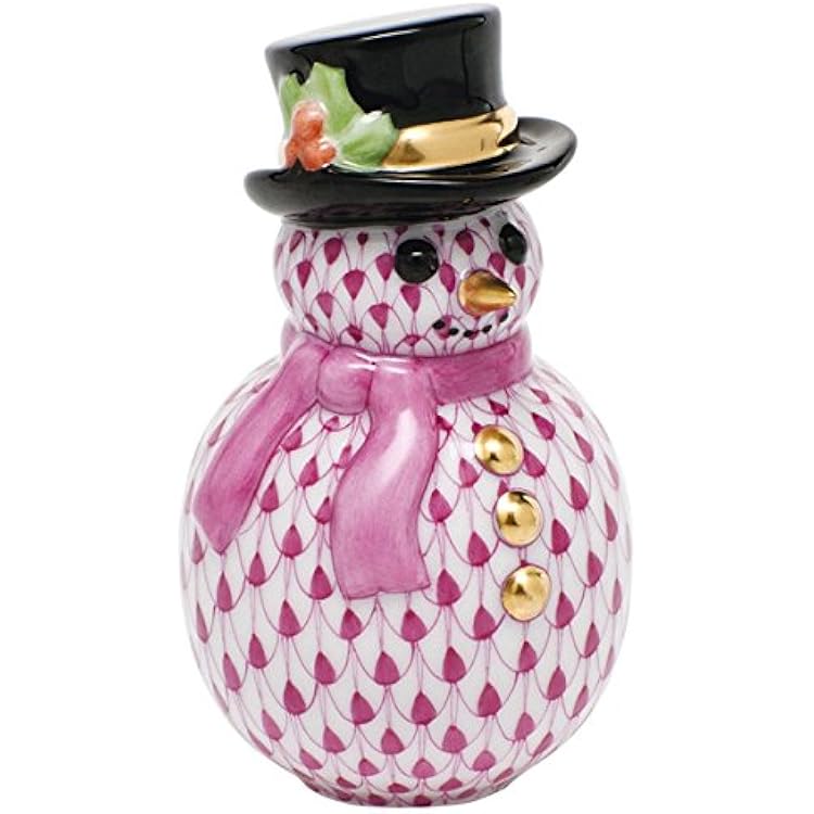 Herend Figurine Snowman Raspberry Fishnet