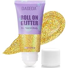 DAGEDA Green Roll-on Body Glitter,Holographic Face Hair Glitter Gel for St Patricks Day Accessories,Green Body Shimmer Makeup Carnival Accessories for Girls Women 50ml