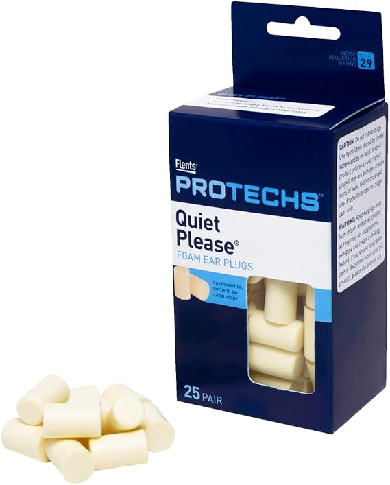 Flents Ear Plugs, 25 Pair for Sleeping, Snoring, Loud Noise, Traveling, Concerts, Construction, Studying, Foam Earplugs, NRR 29 New Formula
