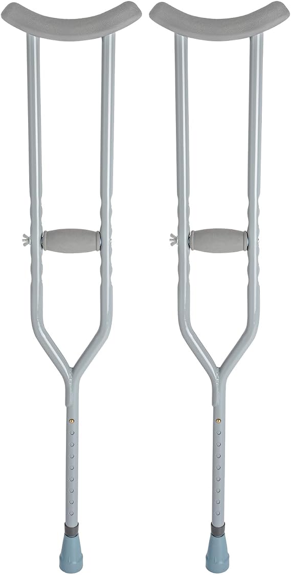 Dynarex Bariatric HD Steel Adult Crutches - 5'3" to 5'10" - Extra Heavy Duty Bariatric Crutches with Underarm Pads, Adjustable Hand Grips - 1000 lb. Capacity, 1 Pair