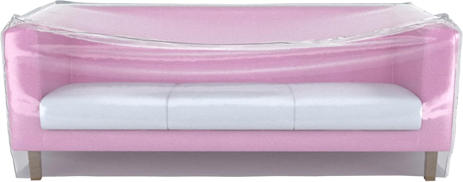 STARTWO Plastic Couch Cover, Furniture Cover Waterproof Plastic Sofa Cover Moving, Platisc Loveseat Cover for Protection Against Cat Dog Clawing, Furniture Storage Cover, 92x42x42in