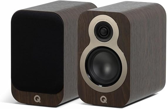 Q Acoustics 3010c Compact Bookshelf Speakers - Pair - 2-Way Reflex Enclosure Type, 4" Bass Driver, 0.9" Tweeter - Stereo/Passive Speakers for Home Theatre Sound System (Claro Walnut)
