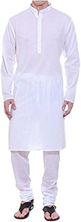 Royal Kurta Men's Cotton Kurta Pyjama Set Large White