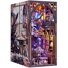 Book Nook, DIY Wooden Dollhouse Miniature Kit, LED Lights and Furniture Included, Magic Shop Miniature House, Book Nook Kit for Adults, Gifts for Family/Friends