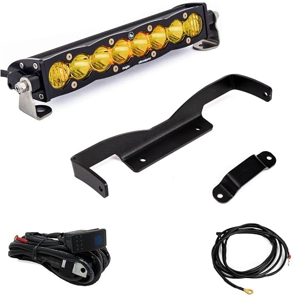 Baja Designs S8 10-inch LED Bar Shock Tower Light Kit for Can-Am Maverick R UTV, Amber Lens