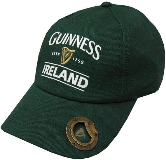 Guinness Baseball Cap with Built-in Bottle Opener - Bottle Green Harp, Green, One Size