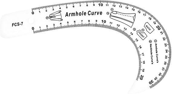 SM SunniMix French Curve Ruler Tailors Ruler Clothing DIY Pattern Making Acrylic Dress Curve Rulers Dressmaking Measure Fashion Design Sewing Ruler, Armhole Curve