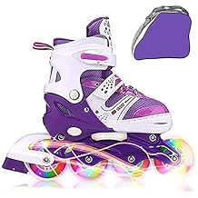 Adjustable Inline Skates for Kids Ages 412, Light Up Wheels, Beginner Roller Skates for Boys & Girls, Outdoor & Indoor Skating Gift