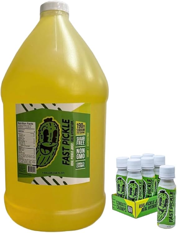 Juice Bundle 6-Pack 3 Oz Pickle Shots + 1 Gallon Electrolyte Drink for Rapid Hydration & Muscle Cramp Relief, No Sugar, Natural Ingredients