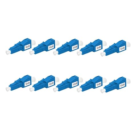 FLYPROFiber- 10dB LC Attenuator LC/UPC SM Single Mode Fixed Fiber Optic Attenuator, Male-Female, 10pack