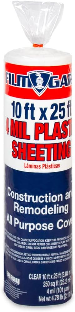 626170 Consumer Plastic Sheeting 10 Width x 25 Length x 4 mil thick, Clear