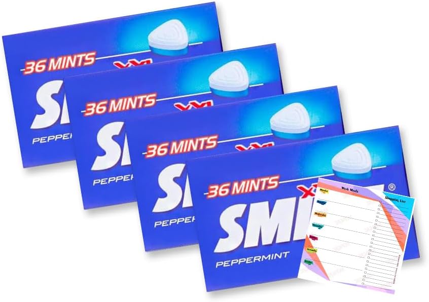 Smint Peppermint Breath Mints 100g, Long-Lasting Freshness, Sugar-Free, 36 Mints per Pack, Convenient 4-Pack of 25g Bundle for On-the-Go Fresh Breath