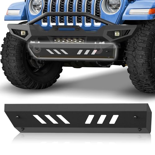 Front Bumper Skid Plate for Wrangler JLJLU 2018-2025, Gladiator JT 2020-2025, Heavy-Duty Carbon Steel with E-Coating & Powder-Coated Finish, Fits Factory Bumpers