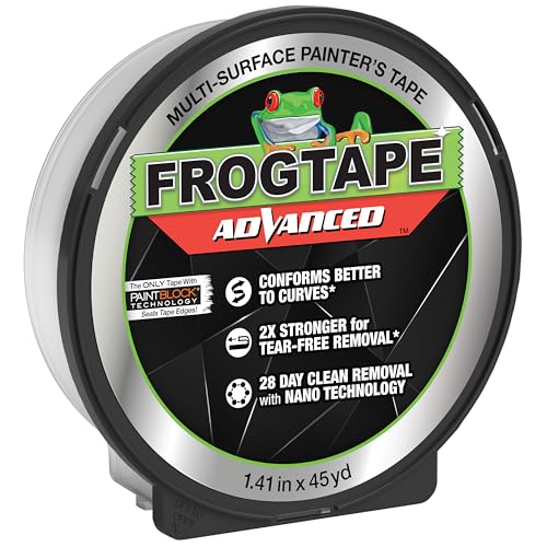FrogTape Advanced Painters Tape, 1.5 Inch Wide 1.41-Inch x 45-Yard Multi-Surface Tape with PAINTBLOCK, Conforms Around Curves & Contours, Tear-Free Removability, 1 Roll, Green