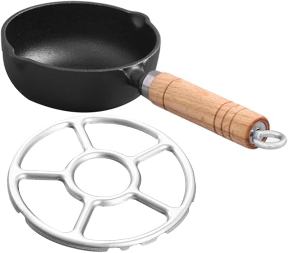 Zerodeko Cast Iron Egg Frying Pan with Spout and Handle 2 Pieces