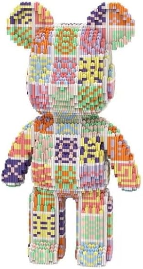 Patchwork Bear Building Block Set for Adults – 6000PCS Nano Micro Bricks Collectible Art Bear Model, 43CM Large DIY Display Figure for Desk Room Decor