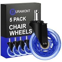 Office Chair Wheels for Carpet and Hardwood Floors Laminate Heavy Duty Casters mat Rubber Silicon Rollers Wheels Replacement Desk Chair Accessories (Blue)