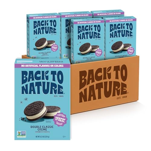 Back to Nature - Double Classic Creme Sandwich Cookies - Enjoy Our Plant Based Cookies Made with Wheat Flour - Vegan & Non-GMO - Seriously Tasty Snacking - 8.25 Ounce Pack of 6