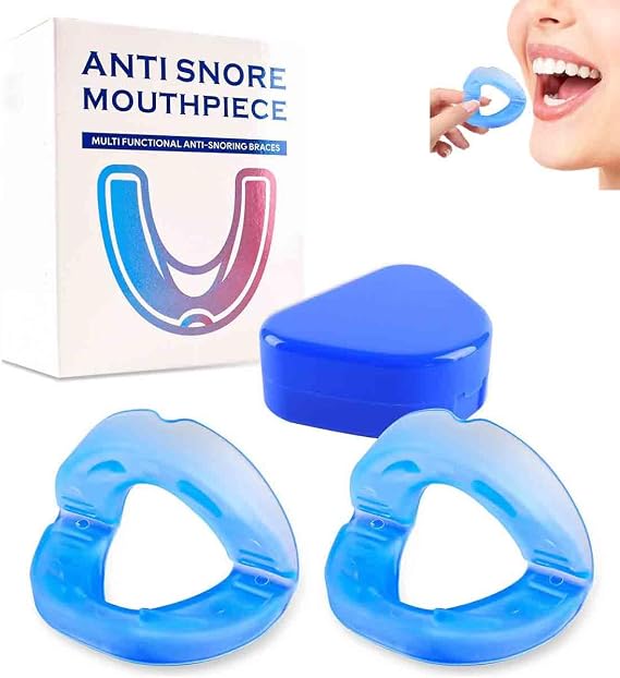 Anti-Snoring Mouthpiece,Food Grade Silicone Material Snore Mouth Guard,Instantly Quiet Antisnoring Device Mouthpiece,Make The Night Quiet,Universal Size For Men & Women 2pcs