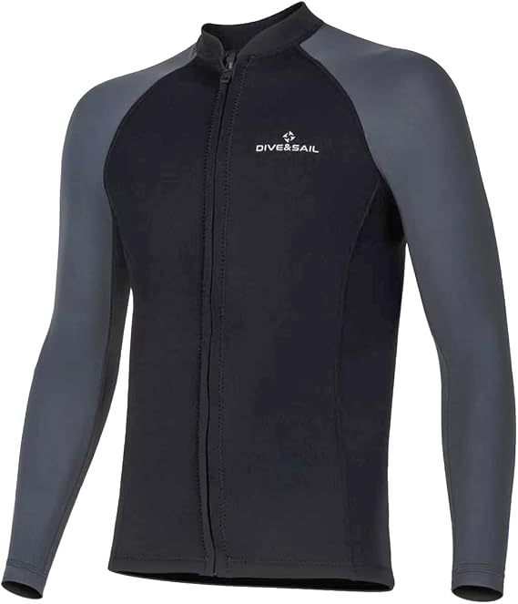 Wetsuit Top Men Long Sleeve Front Zip Wetsuit Jacket 1.5mm Neoprene Body Nylon Sleeve Swimsuit for Swimming Diving Surfing