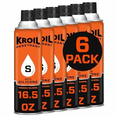 Kroil Penetrant Silikroil with Silicone - Rust Penetrating Lubricant - Corrosion Inhibitor Oil - Displaces Moisture - Home & Industrial Use - Aerosol - 16.5 oz - 6 Pack AZSK162C6