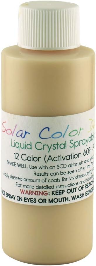 Solar Color Dust Liquid Crystal Thermochromic (Mood Ring Effect) Ink, 12 Color Change, Low PSI for Airbrushing, 2 Ounces